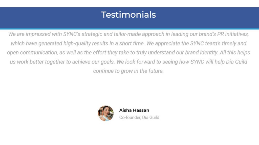 We optimize our website conversion rates by using testimonials
